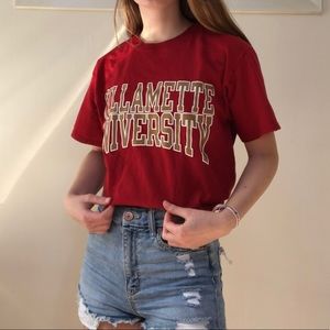 Willamette University red champion tee shirt